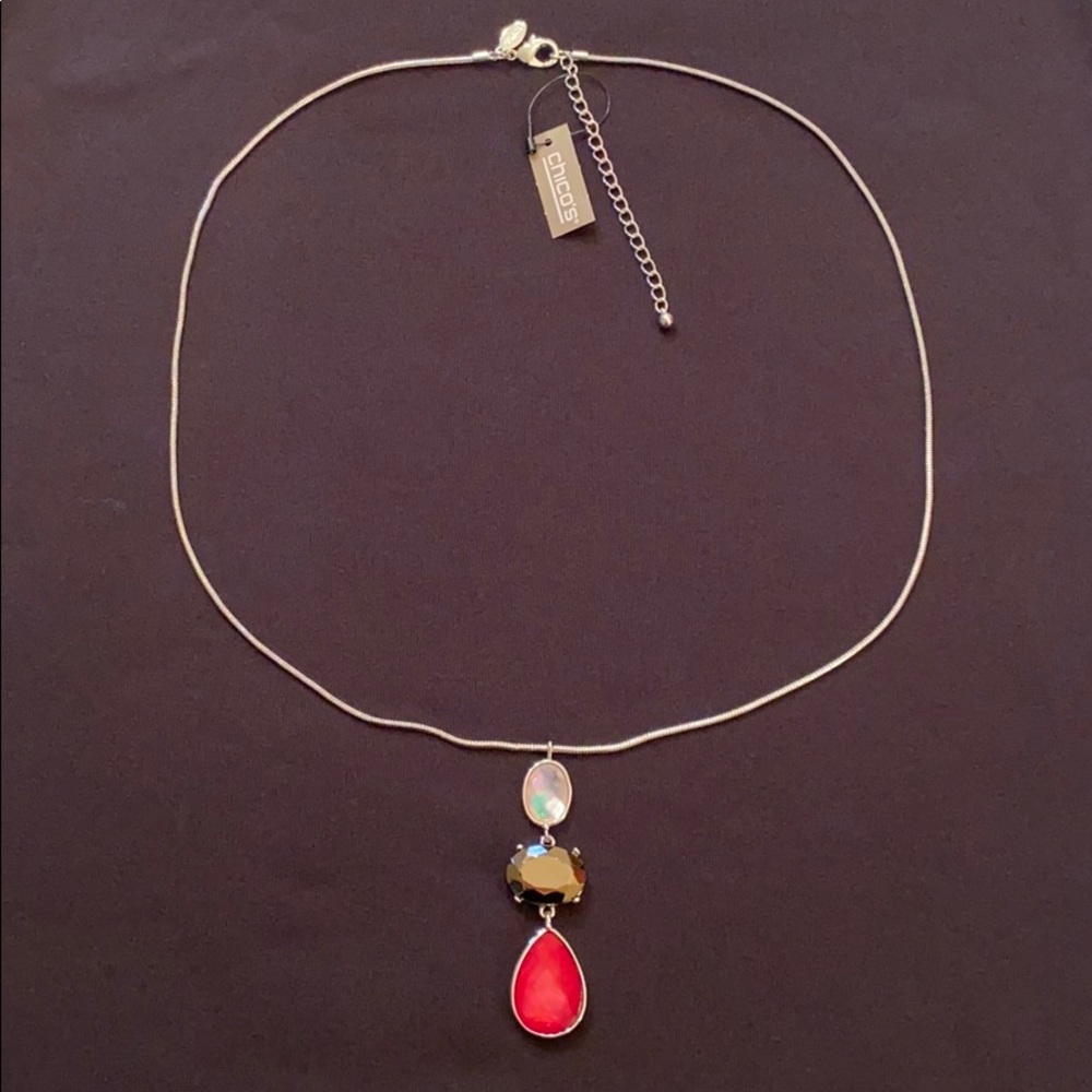 Chico’s Raspberry Pendant Necklace - Picture 2 of 4